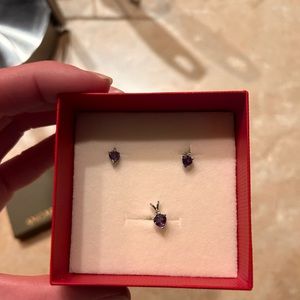 Angara Classic Amethyst Solitaire Diamond-Stud Earrings and Necklace